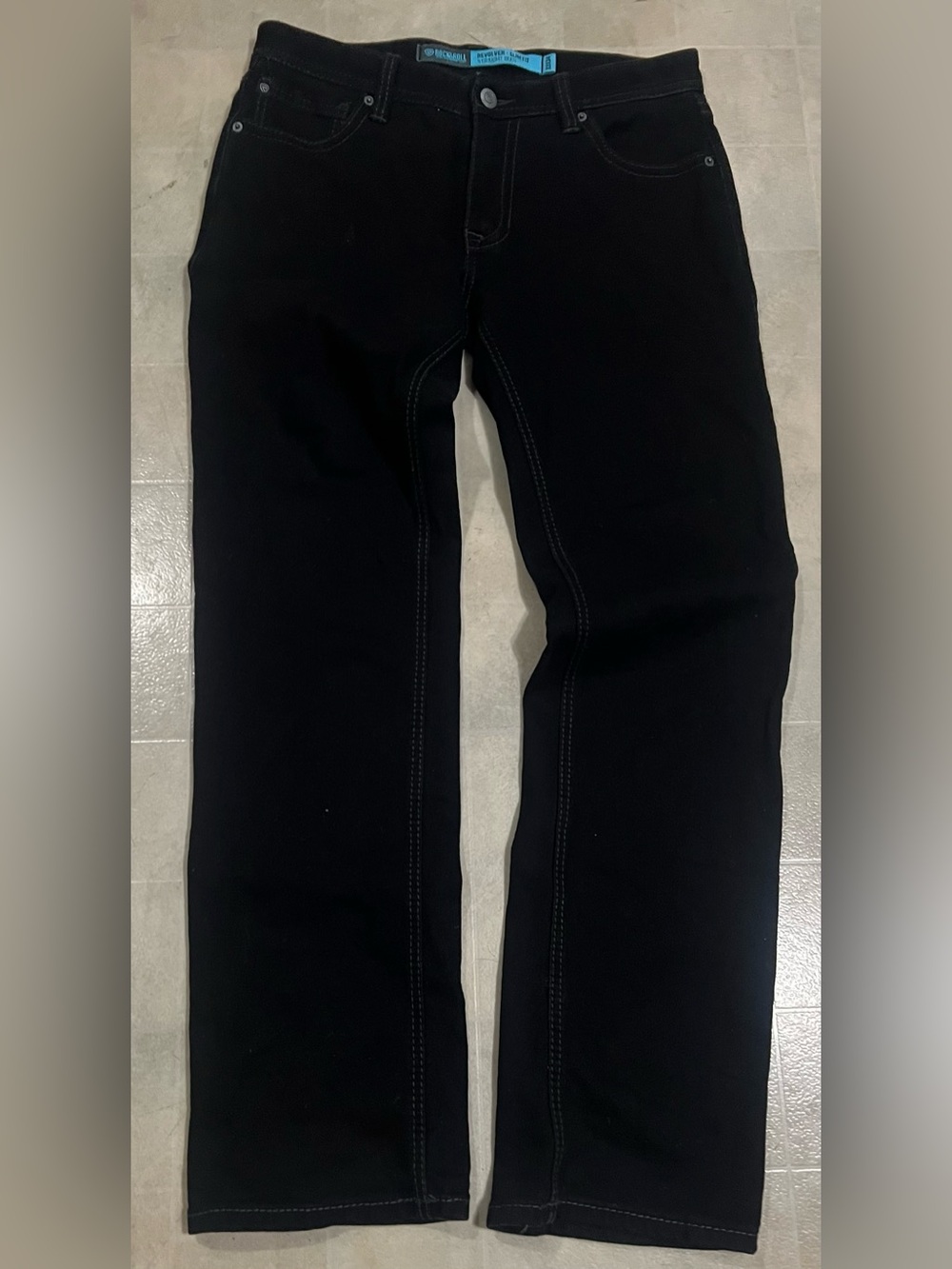 ROCK & ROLL DENIM MEN'S REVOLVER BLACK SLIM FIT STRAIGHT BOOT JEAN 33X34